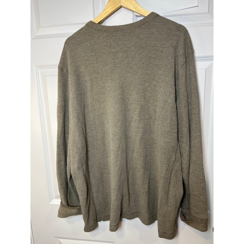 Eddie Bauer Waffle Thermal 3XL Taupe Greige Oversized Slouchy Grunge Baggy Crew - Picture 3 of 13